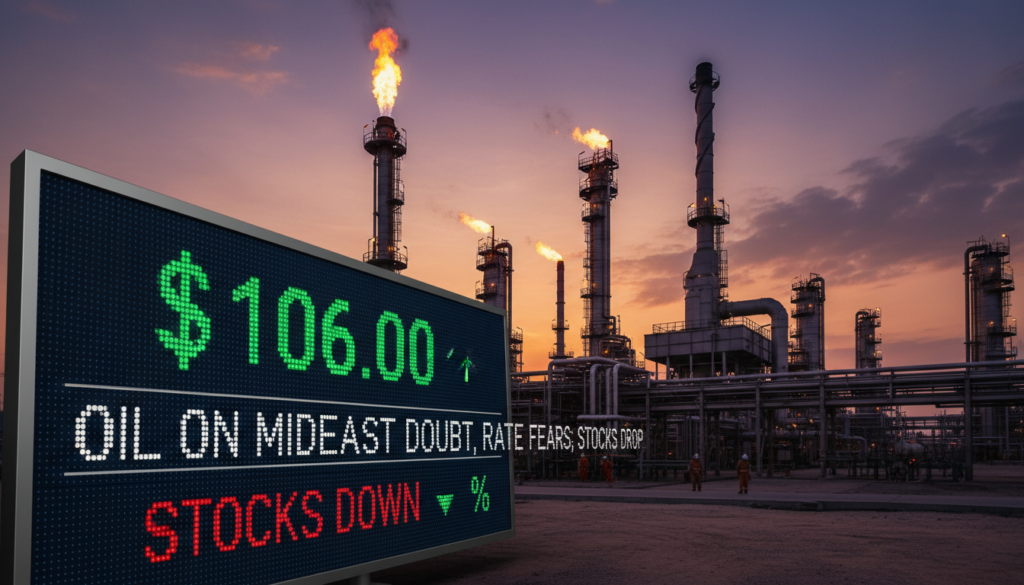Oil $106 on Mideast Doubt, Rate Fears; Stocks Drop
