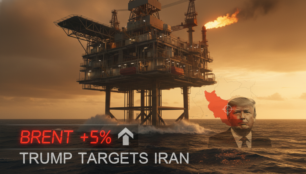 Brent Soars 5% as Trump Targets Iran