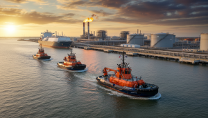 You are a headline writer for OilMarketCap.com. Write ONE new headline for this oil and gas news story. Rules: under 60 characters, investor-focused, no clickbait, no character counts, no options, no explanations. Return the headline only — nothing else. Story title: Woodside Awards $215MM Contract for Louisiana LNG Tugboats