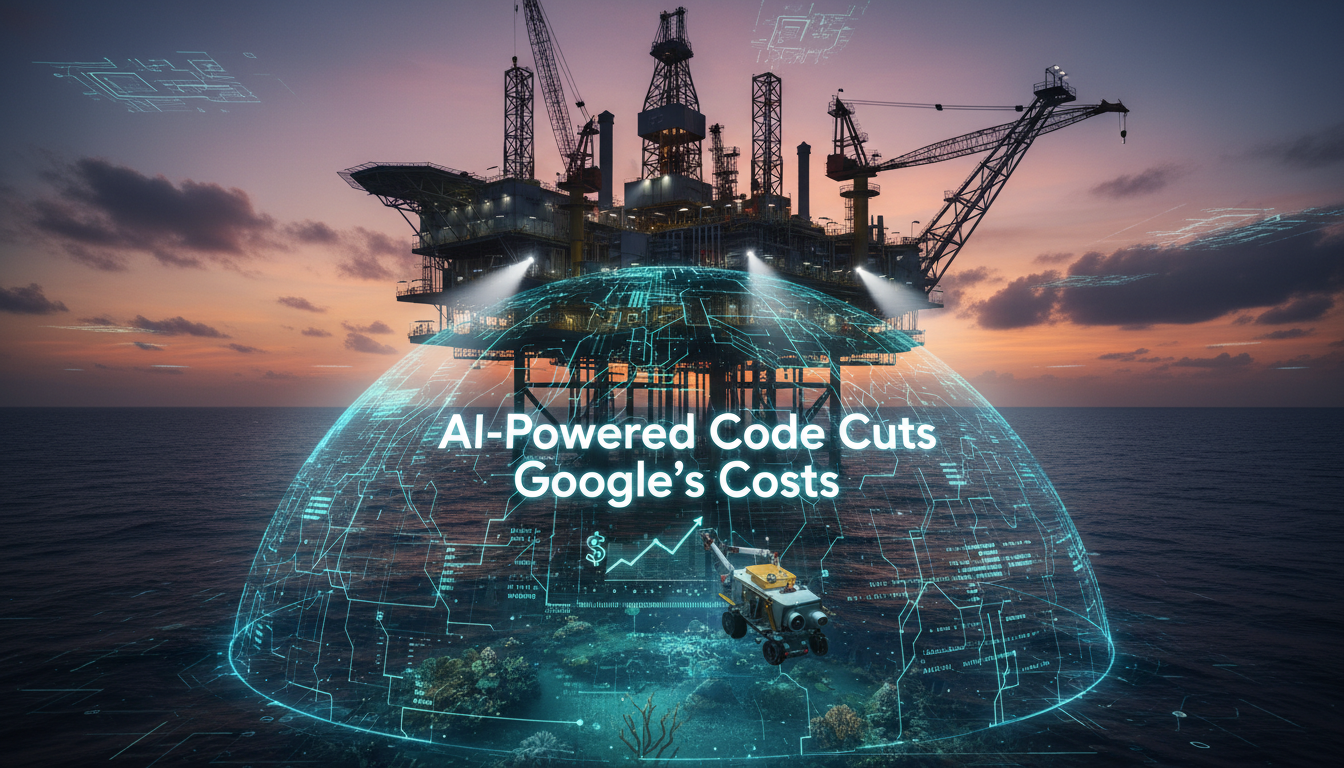 You are a headline writer for OilMarketCap.com. Write ONE new headline for this oil and gas news story. Rules: under 60 characters, investor-focused, no clickbait, no character counts, no options, no explanations. Return the headline only — nothing else. Story title: Google Says 75% of the Company's New Code Is AI-Generated