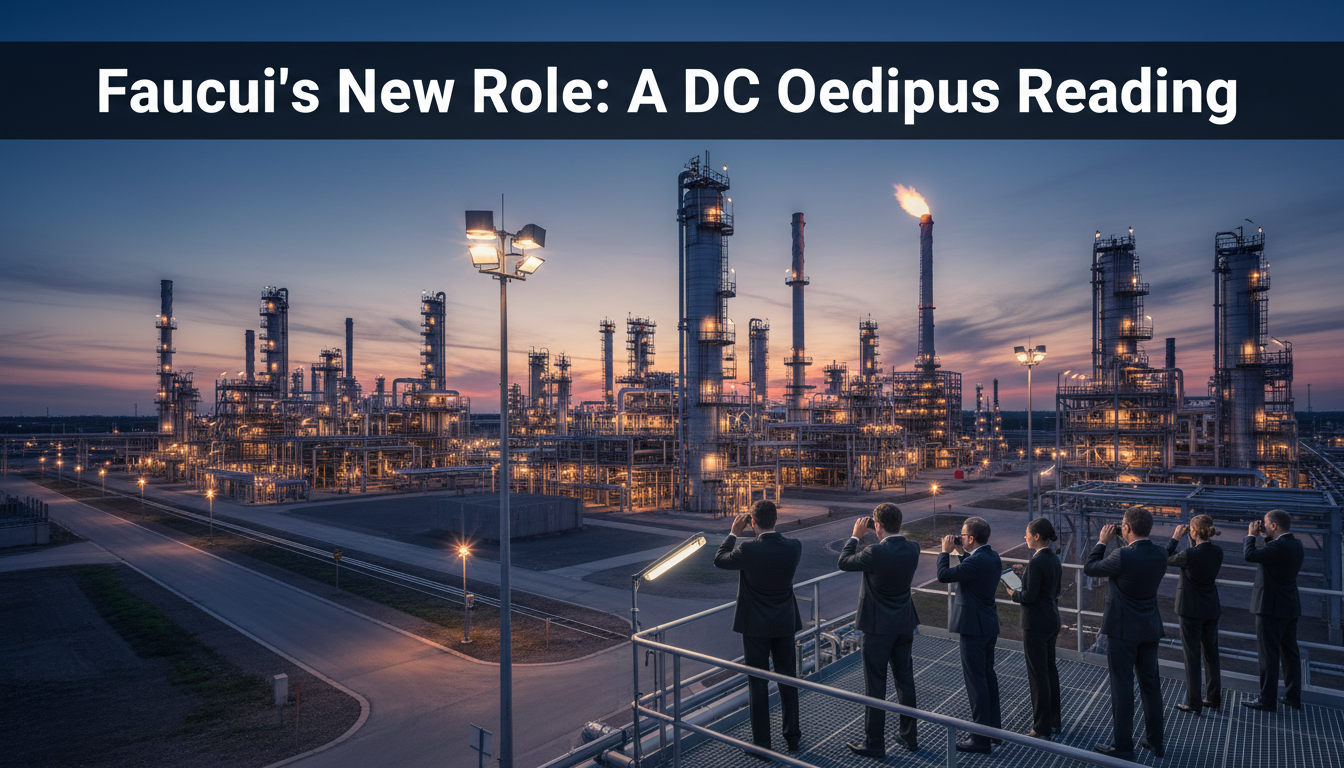 You are a headline writer for OilMarketCap.com. Write ONE new headline for this oil and gas news story. Rules: under 60 characters, investor-focused, no clickbait, no character counts, no options, no explanations. Return the headline only — nothing else. Story title: Anthony Fauci makes acting debut in Oedipus the King play reading in DC | Anthony Fauci