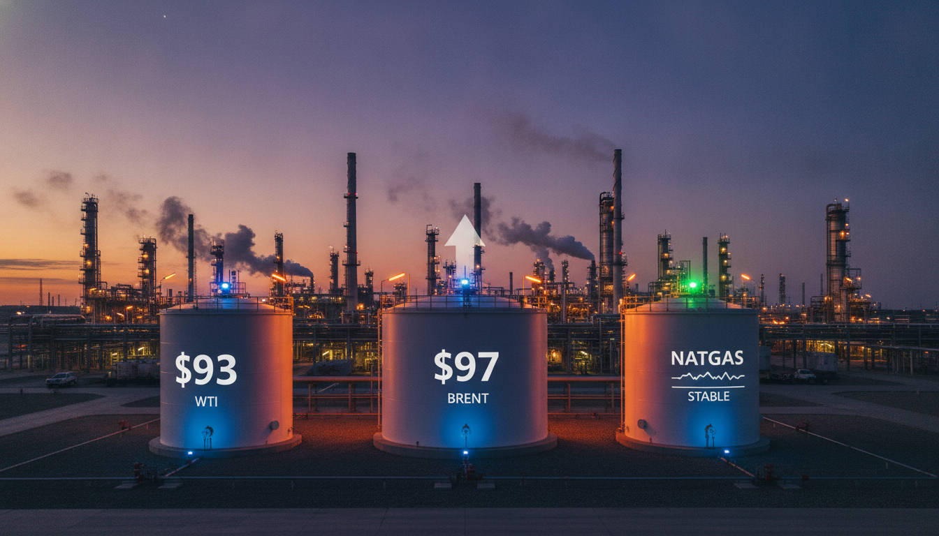 WTI Holds $93, Brent Challenges $97, NatGas Stable